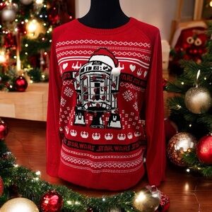 Star Wars Red Crew Neck Sweater with R2-D2 Design